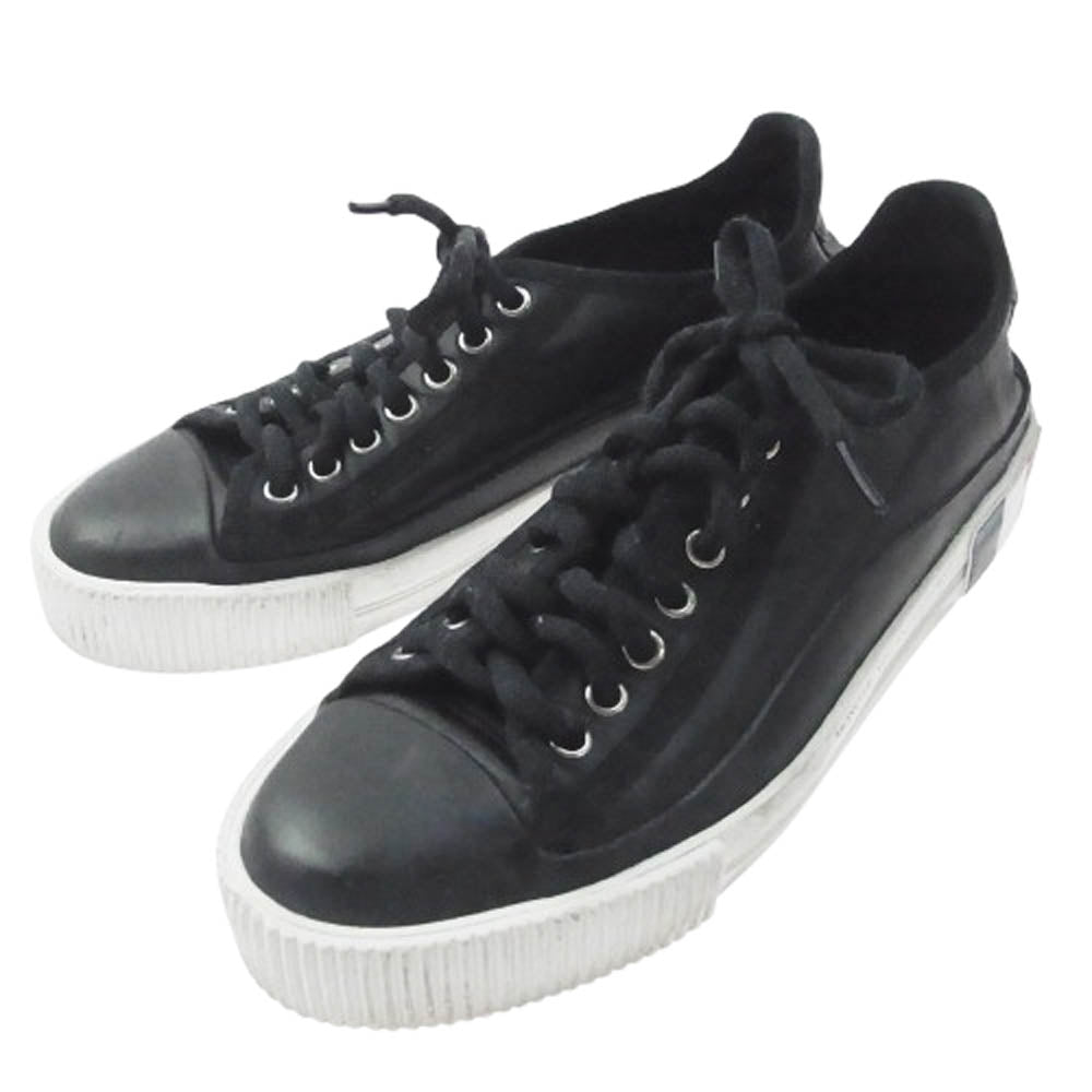 MONCLER モンクレール GLISSIERE LOW TOP SNEAKERS レザー ローカット スニーカー ブラック系 41【中古】