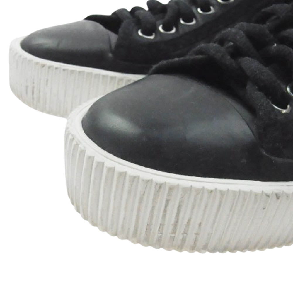 MONCLER モンクレール GLISSIERE LOW TOP SNEAKERS レザー ローカット スニーカー ブラック系 41【中古】