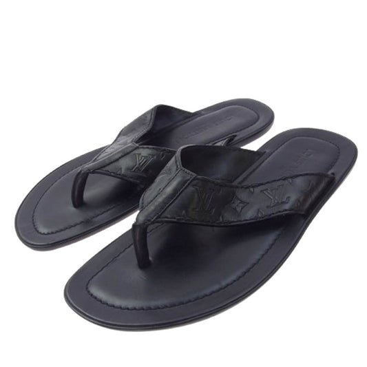 LOUIS VUITTON ルイ・ヴィトン FD0028 モノグラム レザー サンダル ブラック系 7【中古】