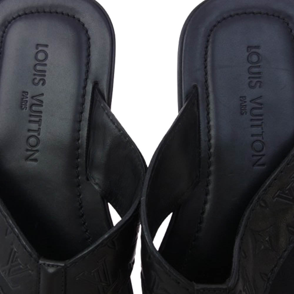 LOUIS VUITTON ルイ・ヴィトン FD0028 モノグラム レザー サンダル ブラック系 7【中古】