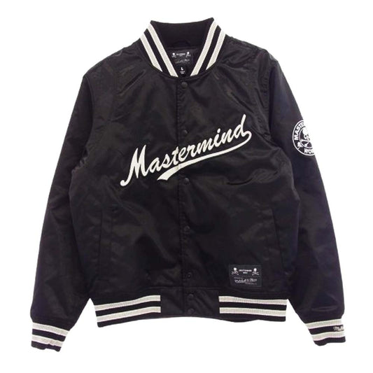 mastermind JAPAN マスターマインドジャパン 23AW × Mitchell&Ness ミッチェルアンドネス ロゴワッペン サテン ジャケット ブラック系 L【中古】