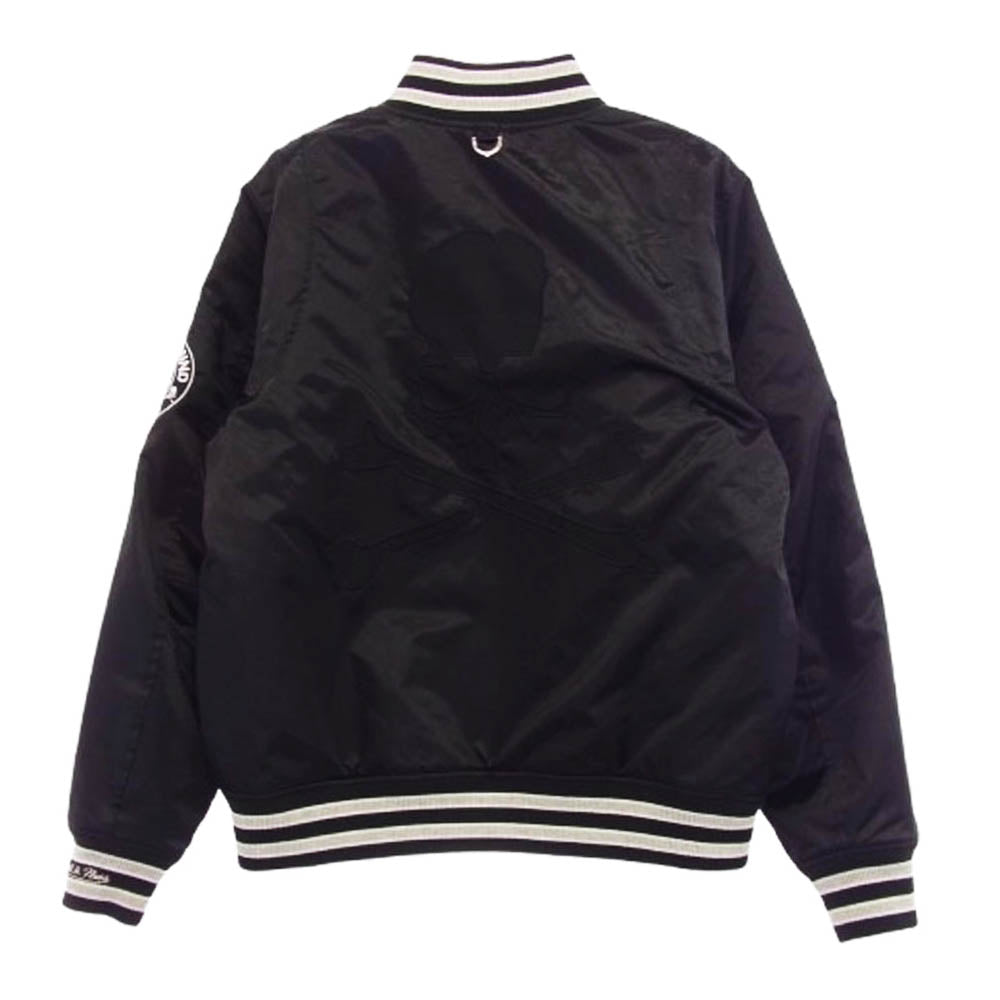 mastermind JAPAN マスターマインドジャパン 23AW × Mitchell&Ness ミッチェルアンドネス ロゴワッペン サテン ジャケット ブラック系 L【中古】