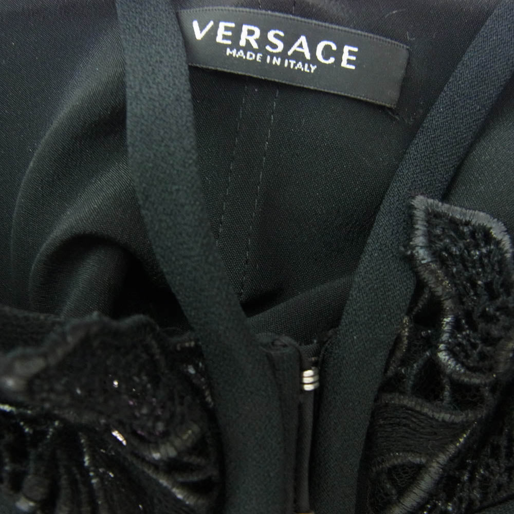 VERSACE ヴェルサーチ 1010025 花柄 レース ビスチェ ブラック系 36【中古】