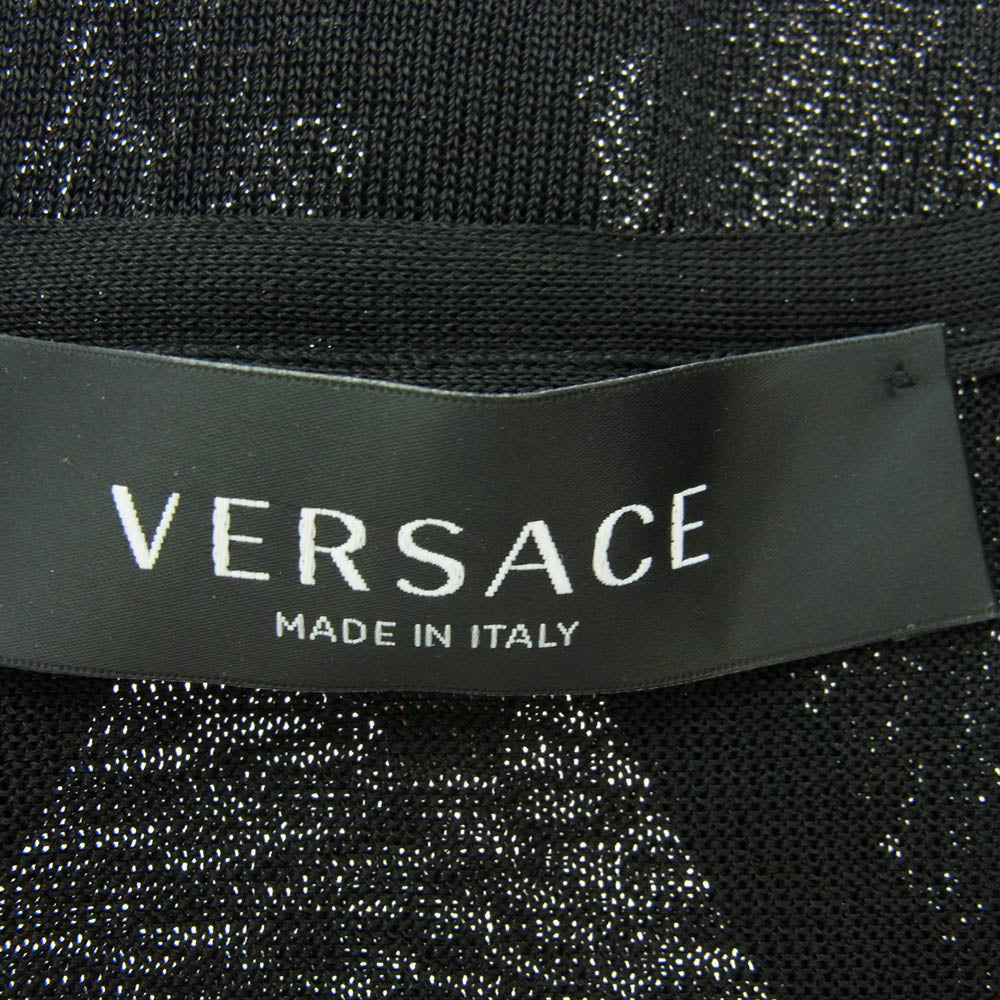 VERSACE ヴェルサーチ 1009992 クロップド シアーニット ショート 1ボタン カーディガン ブラック系 38【中古】
