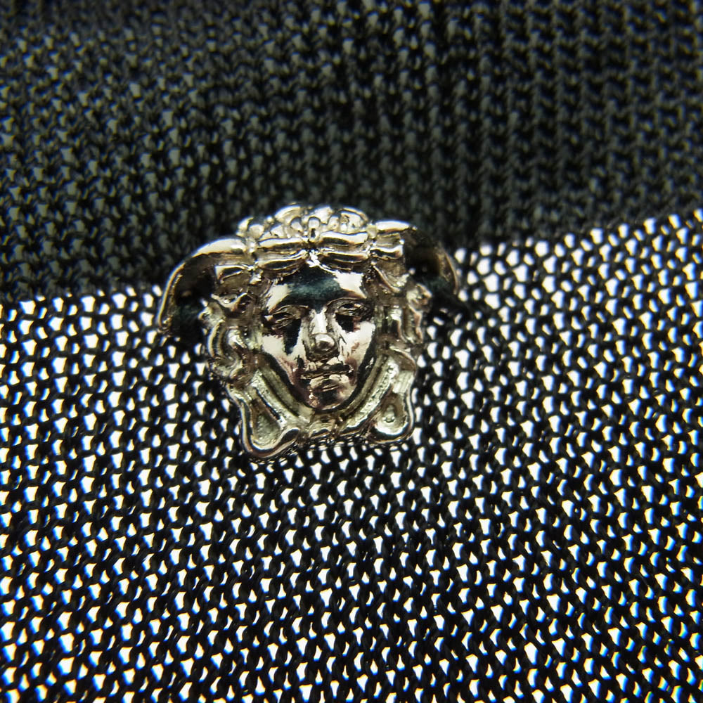 VERSACE ヴェルサーチ 1009992 クロップド シアーニット ショート 1ボタン カーディガン ブラック系 38【中古】