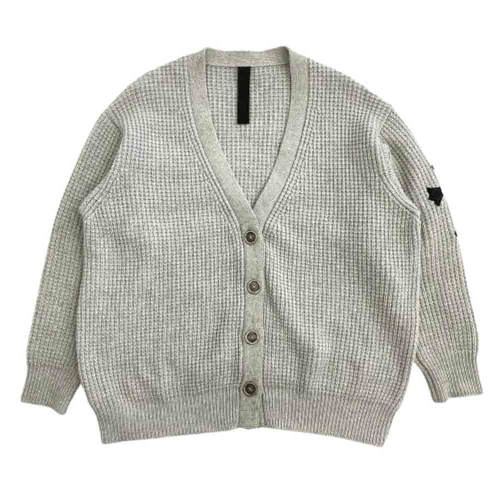 CHROME HEARTS クロムハーツ（原本無） Y NOT レザークロスパッチ付き カシミヤ100% シルバーボタン ニット カーディガン グレー系 M【中古】