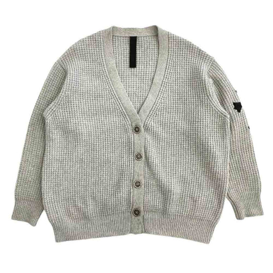 CHROME HEARTS クロムハーツ（原本無） Y NOT レザークロスパッチ付き カシミヤ100% シルバーボタン ニット カーディガン グレー系 M【中古】