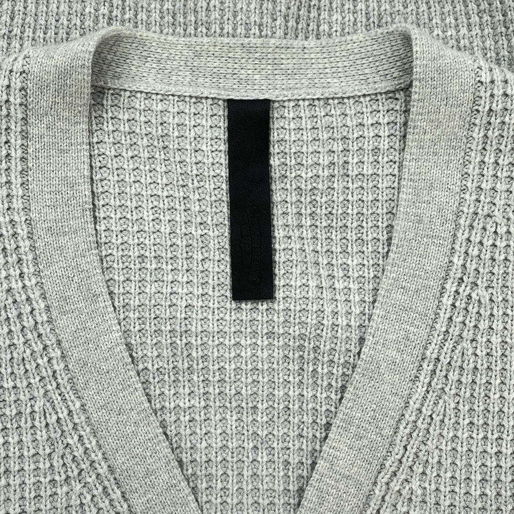 CHROME HEARTS クロムハーツ（原本無） Y NOT レザークロスパッチ付き カシミヤ100% シルバーボタン ニット カーディガン グレー系 M【中古】