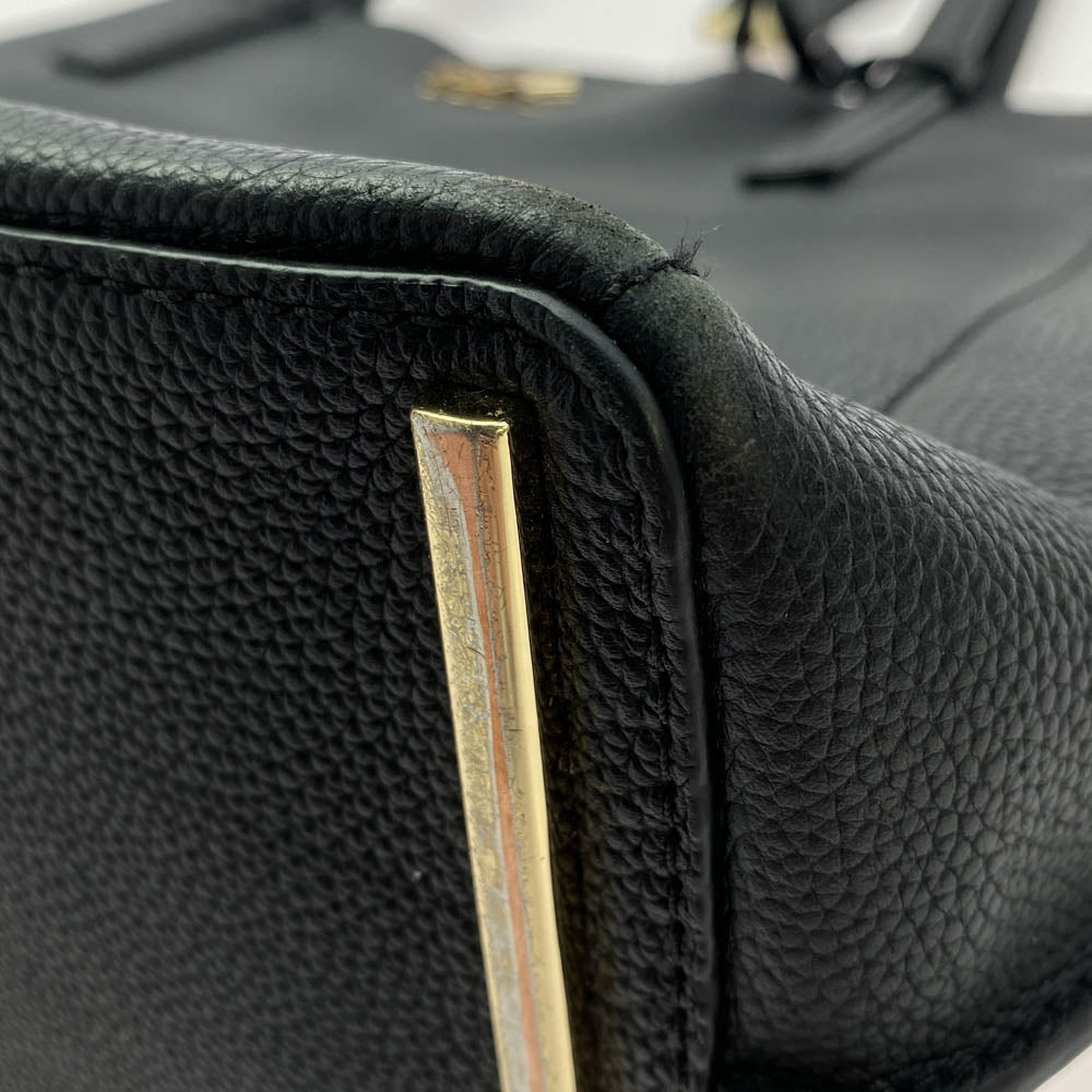 Michael Kors マイケルコース MKシグネチャー レザー トートバッグ ブラック系【中古】