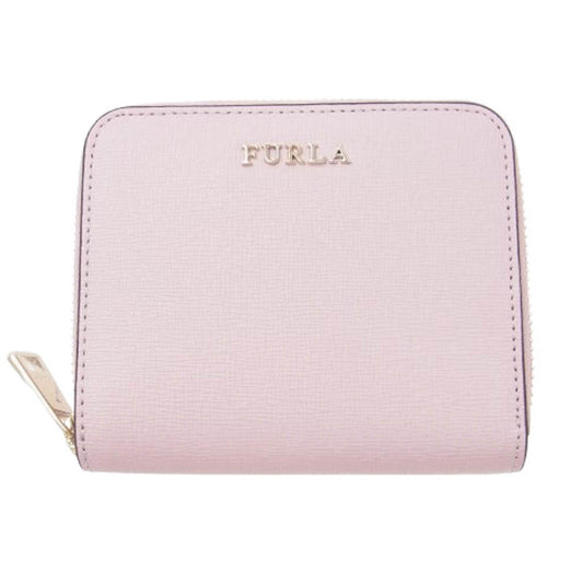 Furla フルラ ラウンドファスナー コンパクト ウォレット 財布 ピンク系【極上美品】【中古】