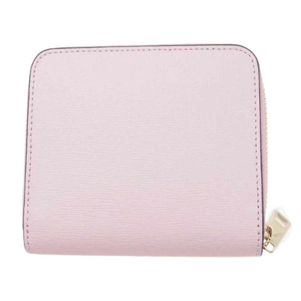 Furla フルラ ラウンドファスナー コンパクト ウォレット 財布 ピンク系【極上美品】【中古】