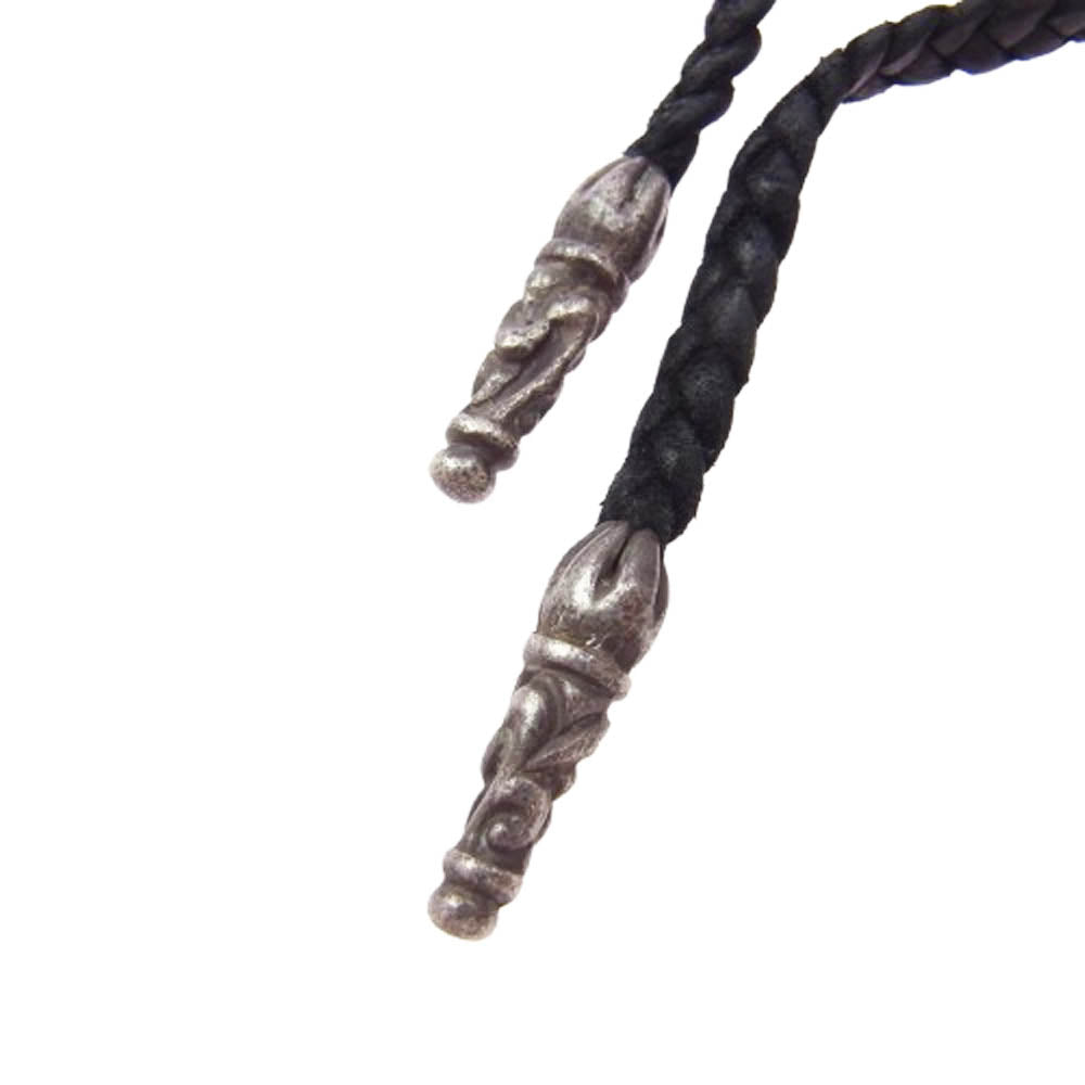 CHROME HEARTS クロムハーツ（原本無） LEATHER BRAID スクロール レザーブレード シルバー ネックレス ブラック系 シルバー系【中古】