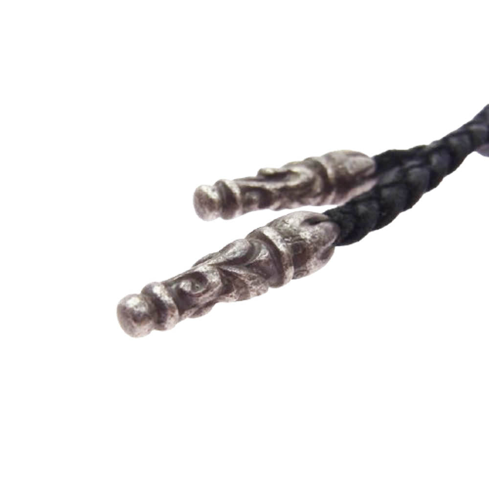 CHROME HEARTS クロムハーツ（原本無） LEATHER BRAID スクロール レザーブレード シルバー ネックレス ブラック系 シルバー系【中古】