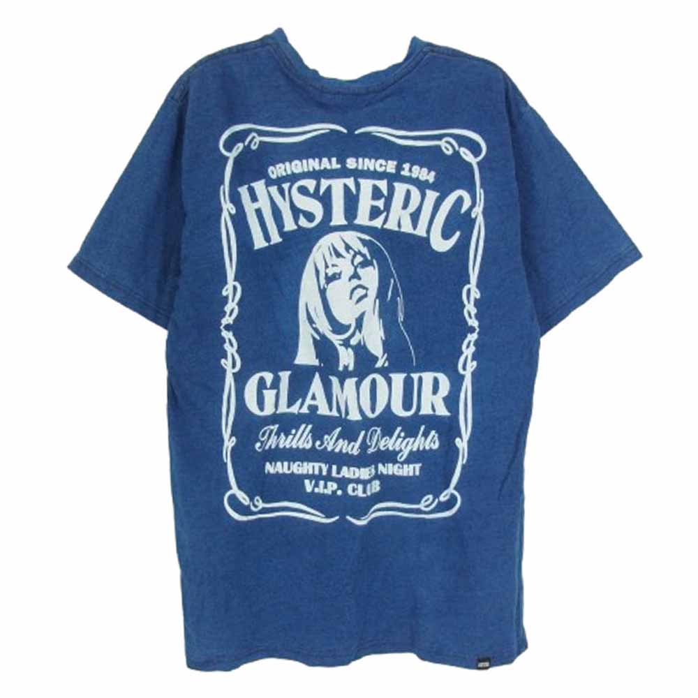 HYSTERIC GLAMOUR ヒステリックグラマー 02251CT25 WHISKY WOMAN ウィスキー ウーマン 半袖 Tシャツ ブルー系 L【中古】