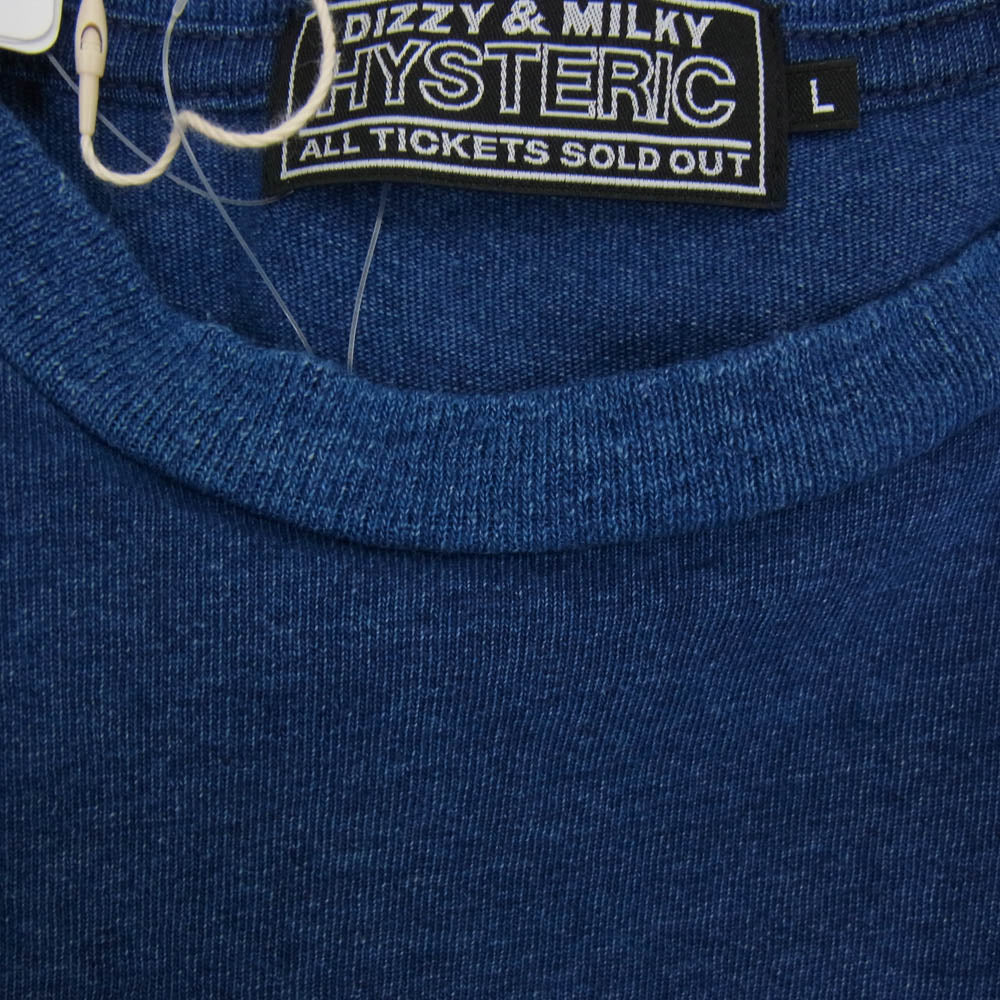 HYSTERIC GLAMOUR ヒステリックグラマー 02251CT25 WHISKY WOMAN ウィスキー ウーマン 半袖 Tシャツ ブルー系 L【中古】