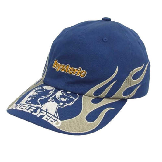 HYSTERIC GLAMOUR ヒステリックグラマー DOUBLE SPEED ダブル スピード 刺繍 キャップ 帽子 ネイビー系 FERR【新古品】【未使用】【中古】