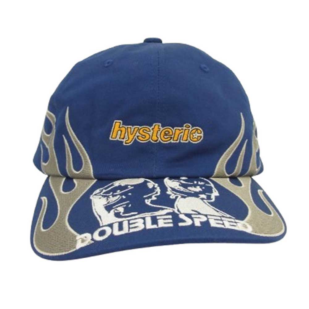 HYSTERIC GLAMOUR ヒステリックグラマー DOUBLE SPEED ダブル スピード 刺繍 キャップ 帽子 ネイビー系 FERR【新古品】【未使用】【中古】