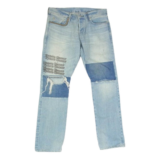 HYSTERIC GLAMOUR ヒステリックグラマー 23AW 02233AP07 TYPE LOGO スタッズ ローライズ スリム ストレート デニム パンツ インディゴブルー系 32【中古】