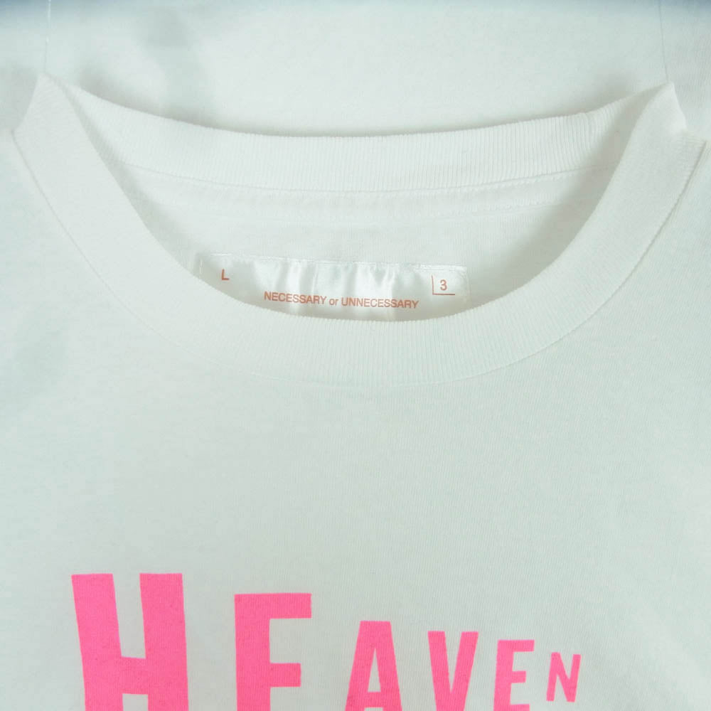 ネセサリー HEAVEN プリント 半袖 Tシャツ コットン 日本製 ホワイト系 ピンク系 L 3【中古】