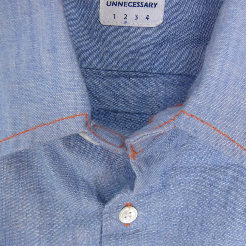 ネセサリー 半袖 シャンブレー ワークシャツ ブルー系 2【中古】