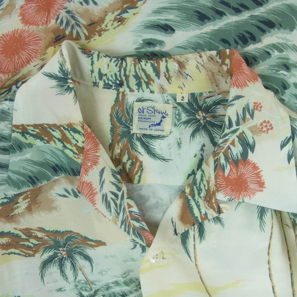 orSlow オアスロウ レーヨン 和柄 アロハ シャツ 半袖 日本製 マルチカラー系 ライトベージュ系 2【中古】