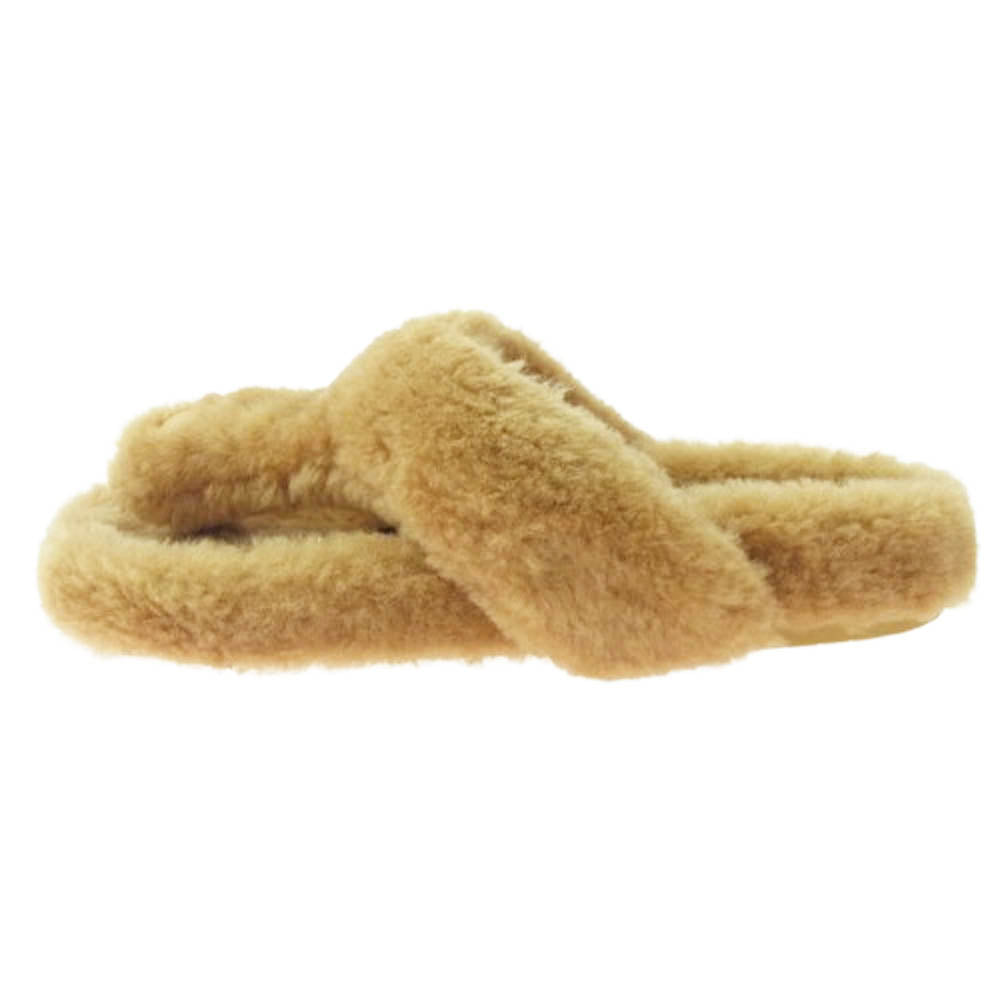 LOEWE ロエベ 23AW Shearling ease toe sandal ムートン スライド サンダル ブラウン系 37【極上美品】【中古】