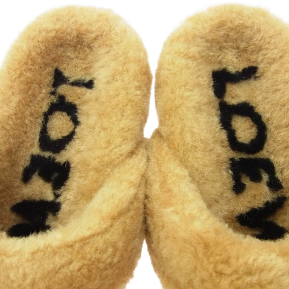 LOEWE ロエベ 23AW Shearling ease toe sandal ムートン スライド サンダル ブラウン系 37【極上美品】【中古】