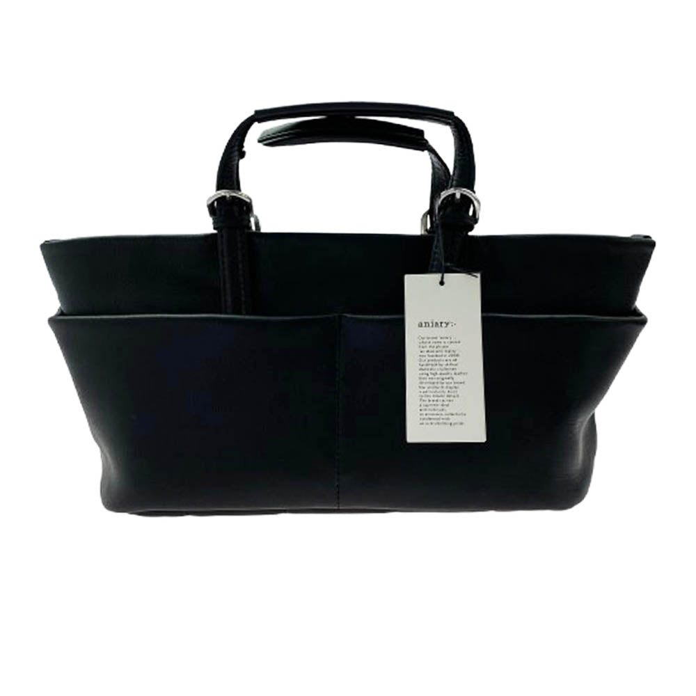 aniary アニアリ 37-02001 Artisan Leather アルティザン レザー 牛革 ミニ トート バッグ ブラック系【新古品】【未使用】【中古】