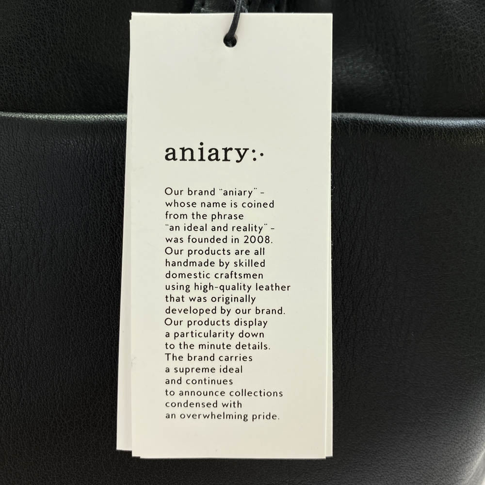 aniary アニアリ 37-02001 Artisan Leather アルティザン レザー 牛革 ミニ トート バッグ ブラック系【新古品】【未使用】【中古】