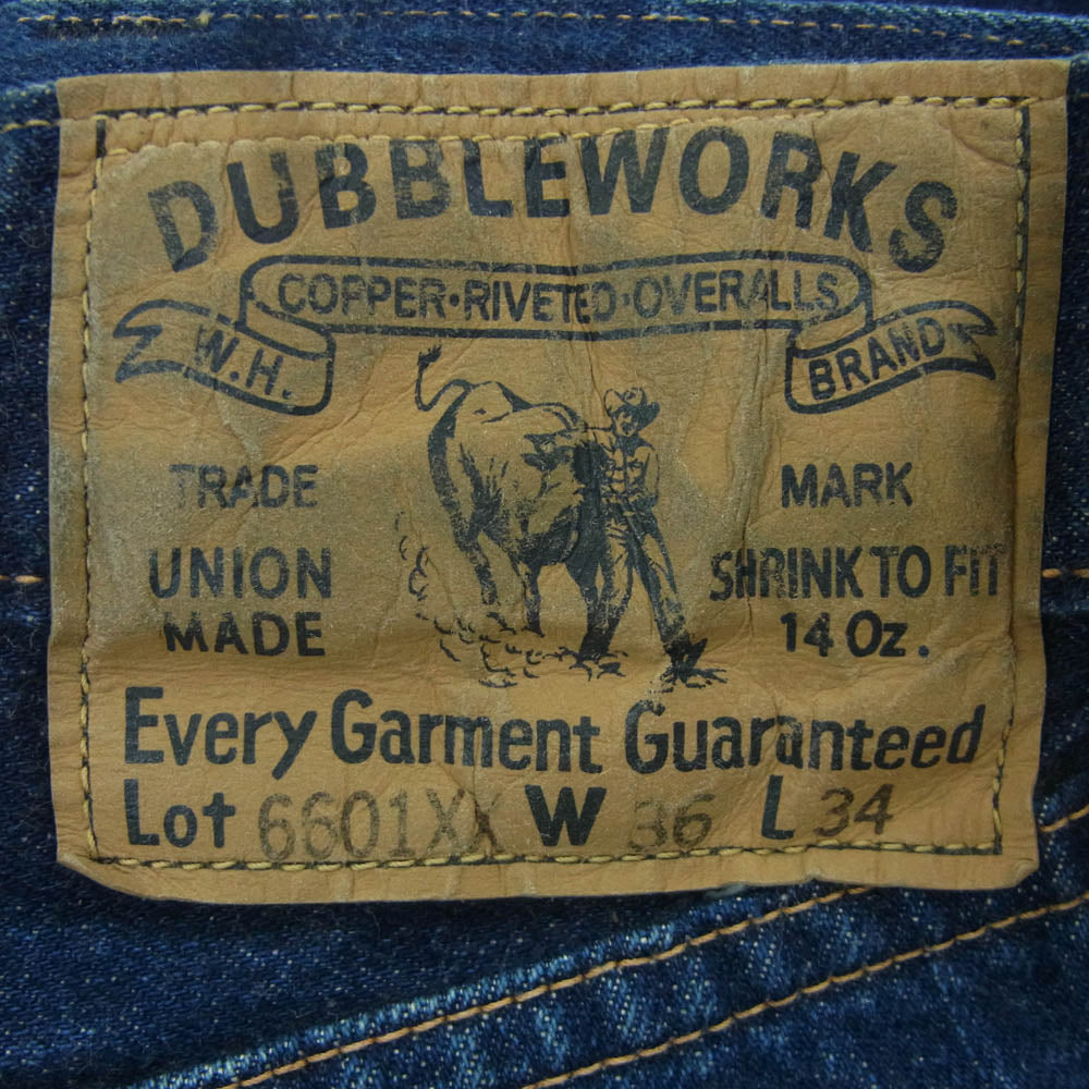 DUBBLEWORKS ダブルワークス 6601XX ボタンフライ デニム パンツ 日本製 インディゴブルー系 W36 L34【中古】