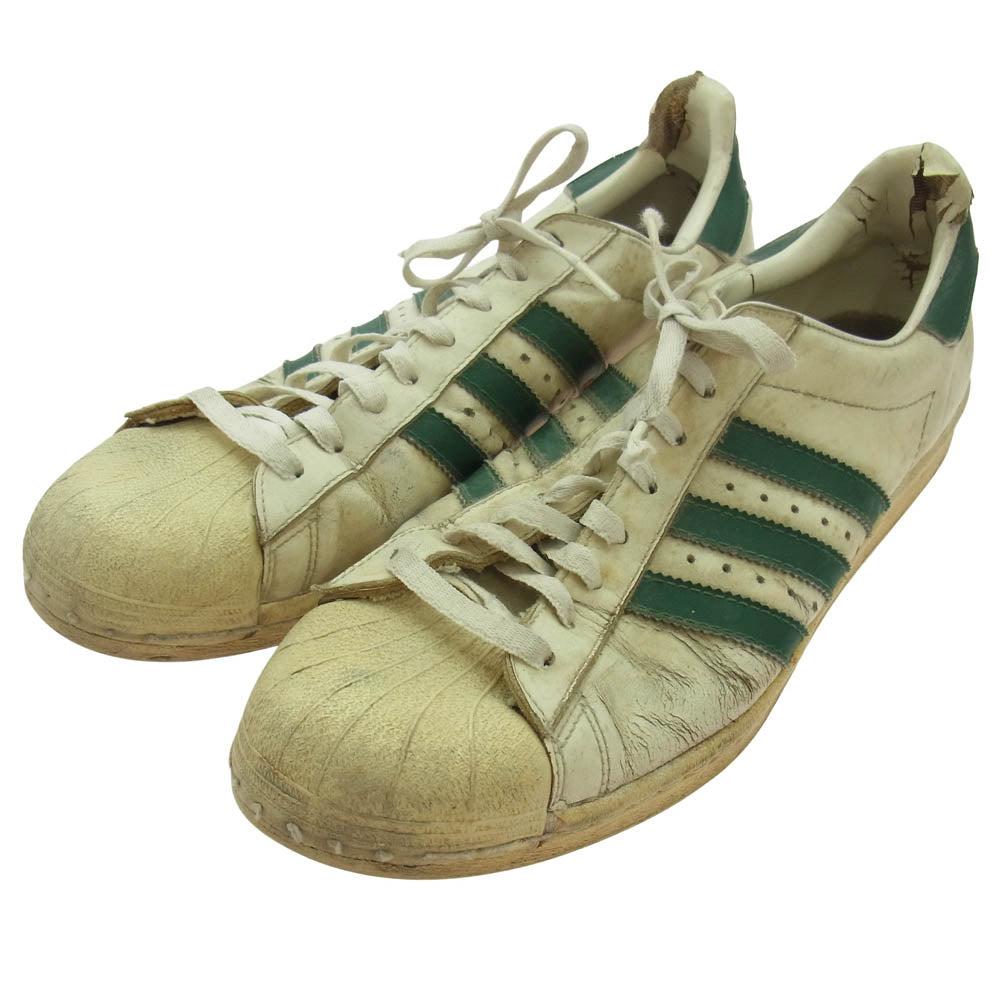 adidas アディダス 観賞用 フランス製 SUPERSTAR スーパースター スニーカー グリーン系 ホワイト系 46【中古】