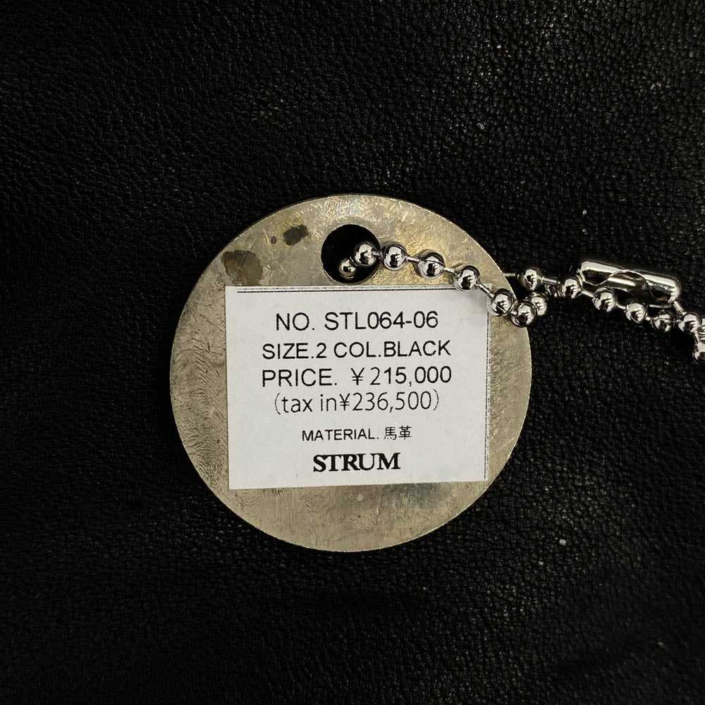 STRUM ストラム フルタンニン ピット鞣し シュリンク ホースハイド LIST ダブル ライダース レザー ジャケット ブラック系 XS【極上美品】【中古】