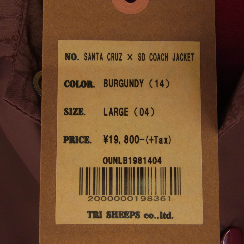 STANDARD CALIFORNIA スタンダードカリフォルニア santa cruz Coach Jacket サンタクルーズ コーチ ジャケット BURGUNDY L【美品】【中古】