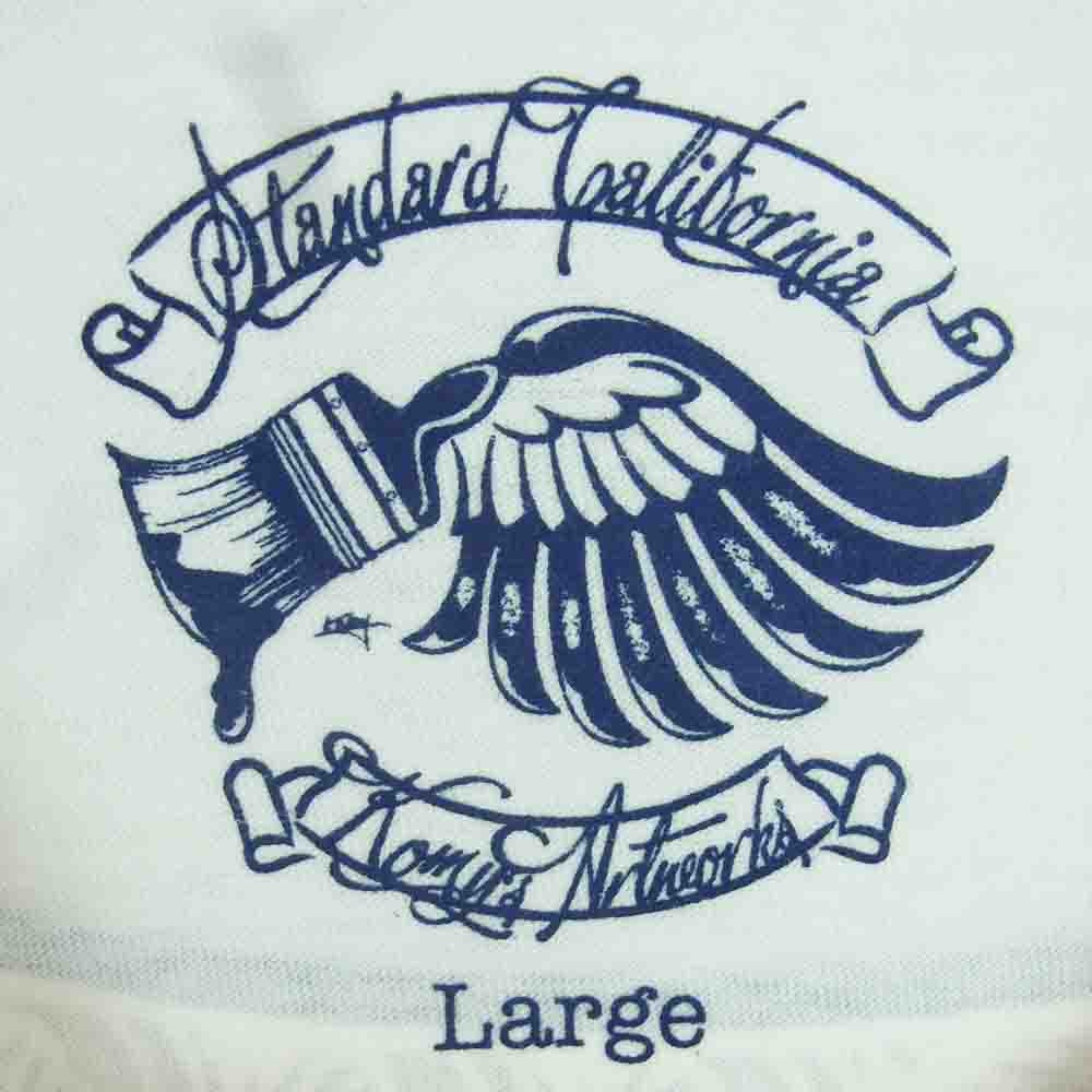STANDARD CALIFORNIA スタンダードカリフォルニア 胸元 STANDARD CALIFORNIA ネイビー ロゴ 半袖 Tシャツ ホワイト系 L【中古】