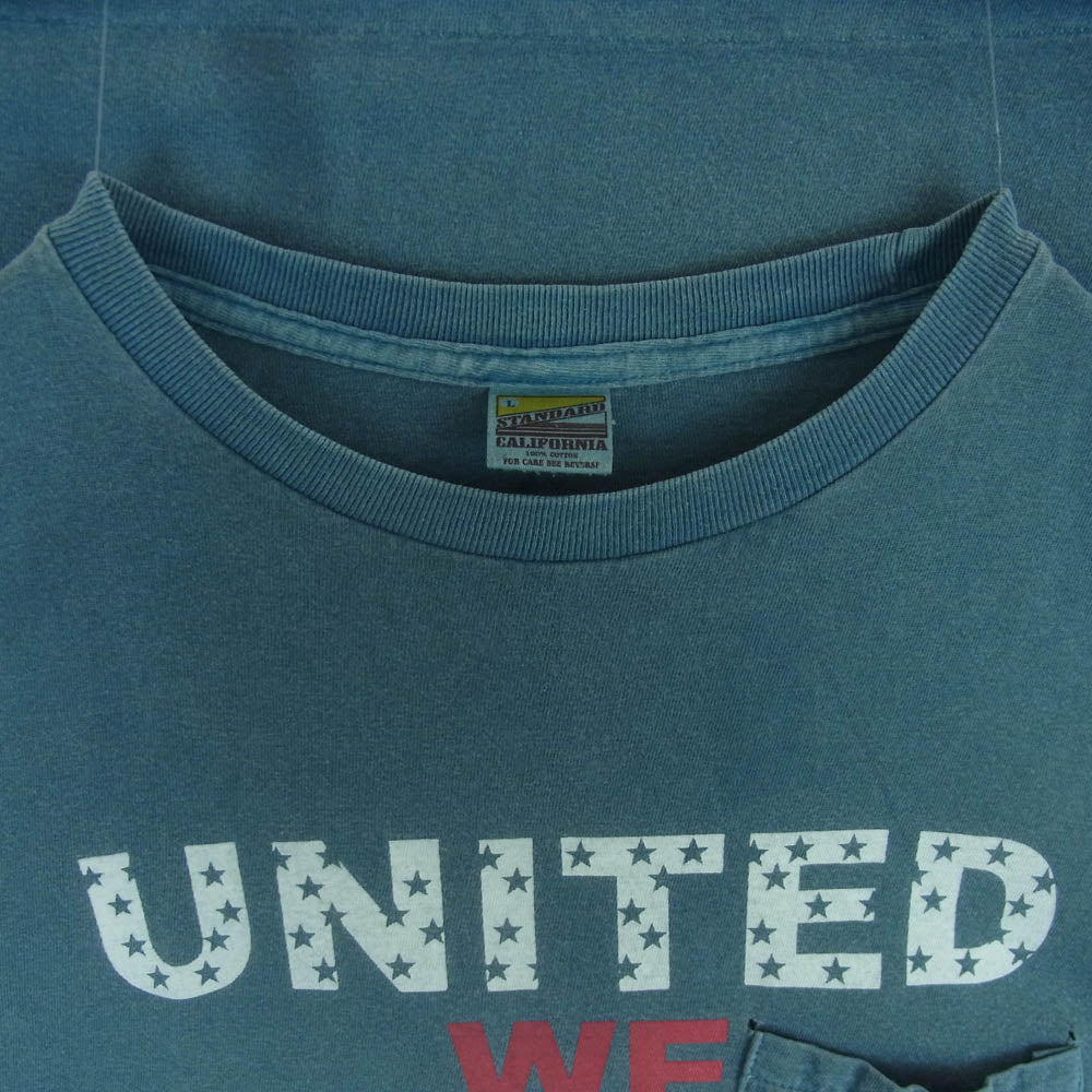 STANDARD CALIFORNIA スタンダードカリフォルニア UNITED WE STANDARD ポケット ロゴ 半袖 Tシャツ ネイビー系 L【中古】