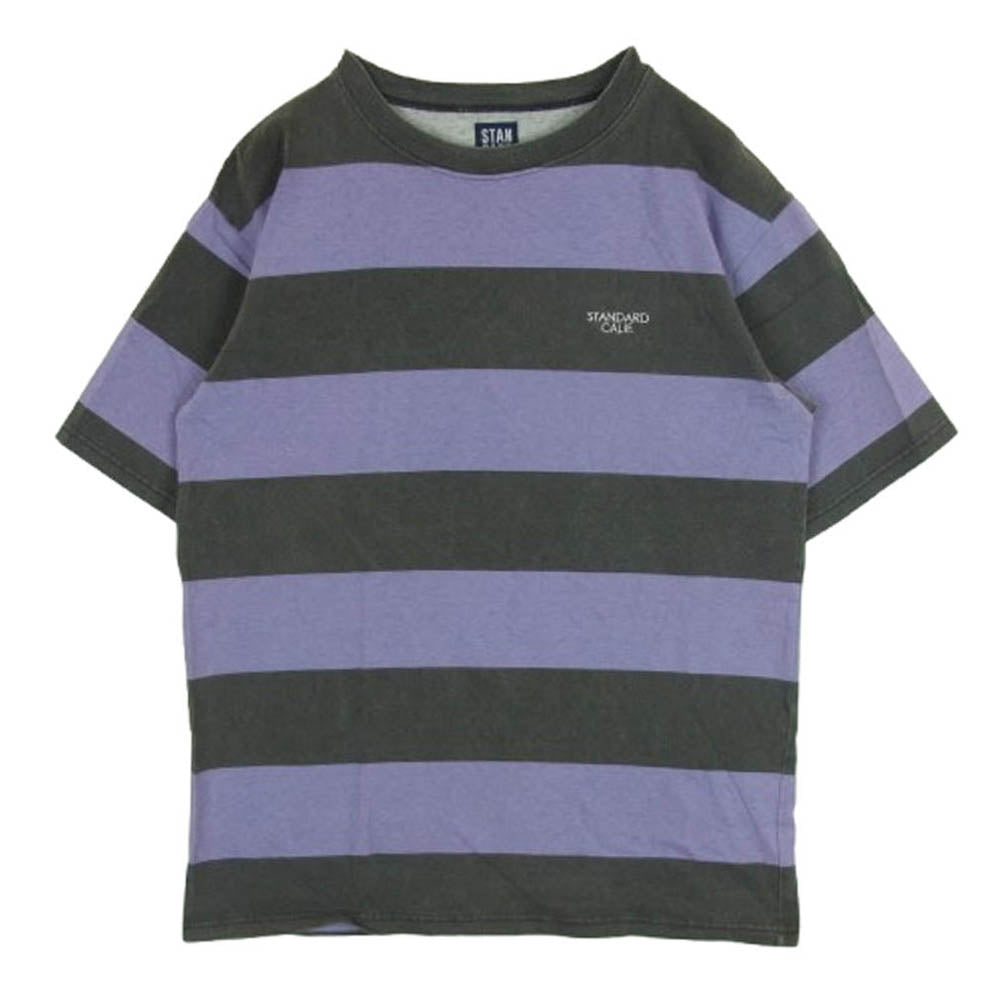 STANDARD CALIFORNIA スタンダードカリフォルニア ボーダー 胸元 ロゴ 半袖 Tシャツ パープル系 ダークグレー系 L【中古】