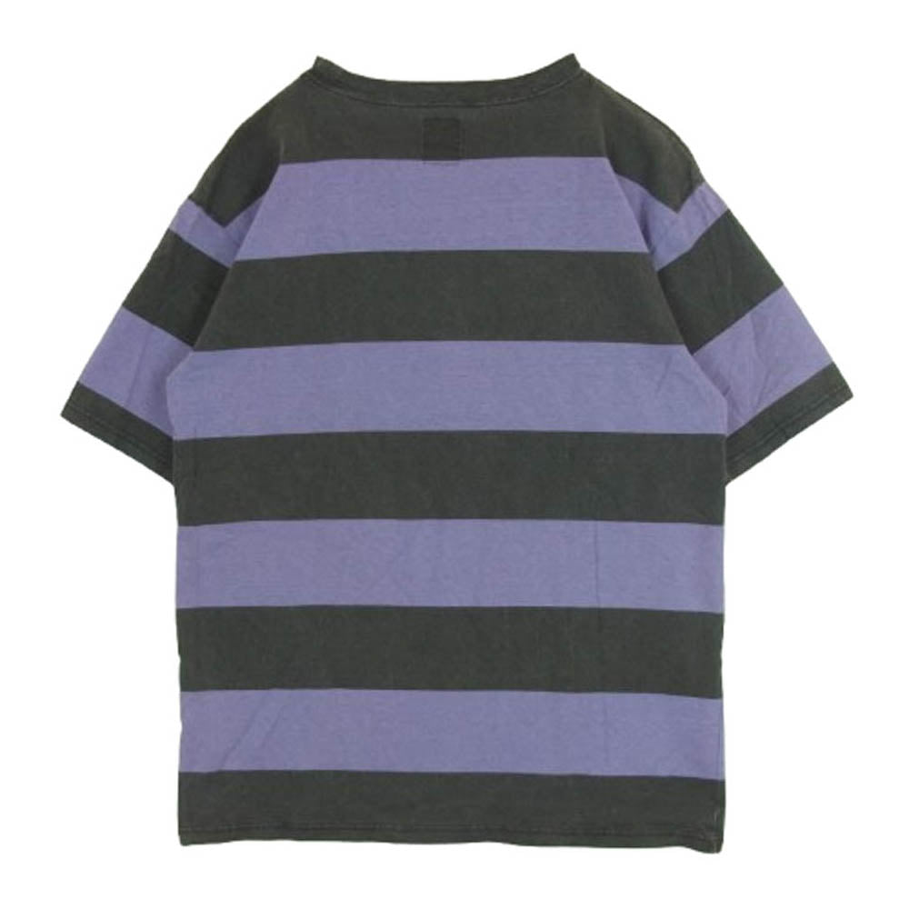 STANDARD CALIFORNIA スタンダードカリフォルニア ボーダー 胸元 ロゴ 半袖 Tシャツ パープル系 ダークグレー系 L【中古】