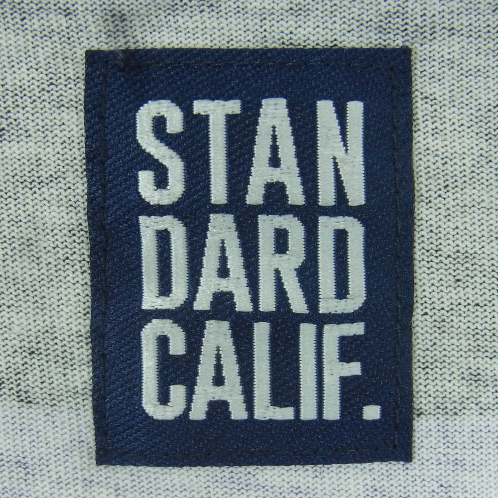 STANDARD CALIFORNIA スタンダードカリフォルニア ボーダー 胸元 ロゴ 半袖 Tシャツ パープル系 ダークグレー系 L【中古】