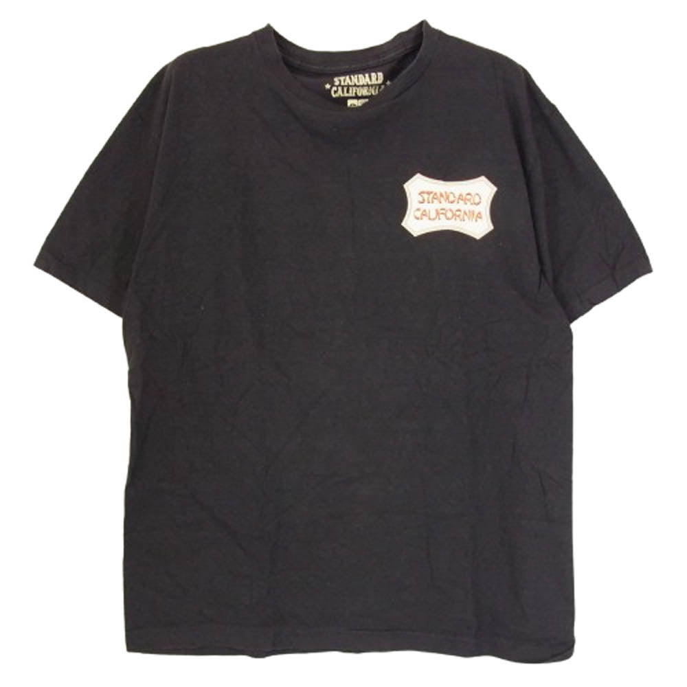 STANDARD CALIFORNIA スタンダードカリフォルニア 胸元 STANDARD CALIFORNIA イエロー ロゴ 半袖 Tシャツ ブラック系 L【中古】