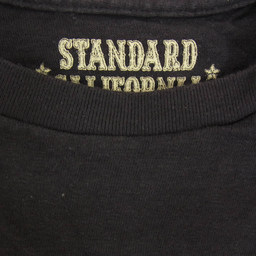 STANDARD CALIFORNIA スタンダードカリフォルニア 胸元 STANDARD CALIFORNIA イエロー ロゴ 半袖 Tシャツ ブラック系 L【中古】