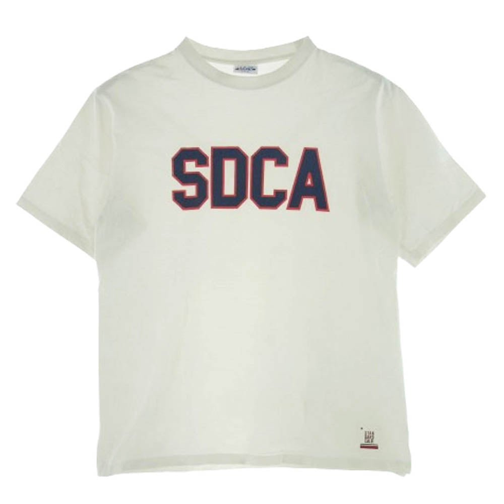STANDARD CALIFORNIA スタンダードカリフォルニア SDCA フチ赤 ネイビー ロゴ 半袖 Tシャツ ホワイト ホワイト系 L【中古】