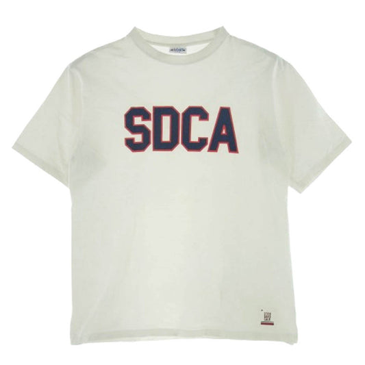 STANDARD CALIFORNIA スタンダードカリフォルニア SDCA フチ赤 ネイビー ロゴ 半袖 Tシャツ ホワイト ホワイト系 L【中古】