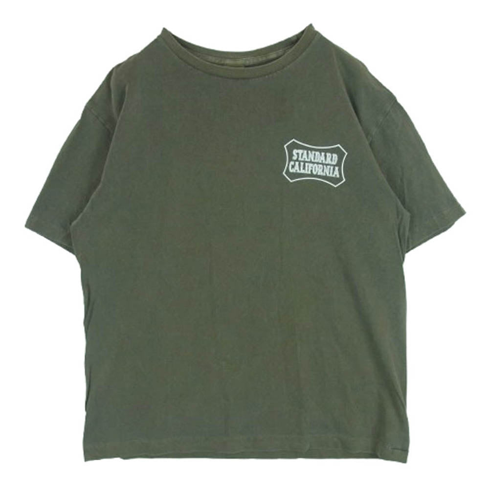 STANDARD CALIFORNIA スタンダードカリフォルニア 胸ロゴ 半袖 Tシャツ コットン 日本製 グリーン系 L【中古】