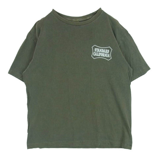 STANDARD CALIFORNIA スタンダードカリフォルニア 胸ロゴ 半袖 Tシャツ コットン 日本製 グリーン系 L【中古】