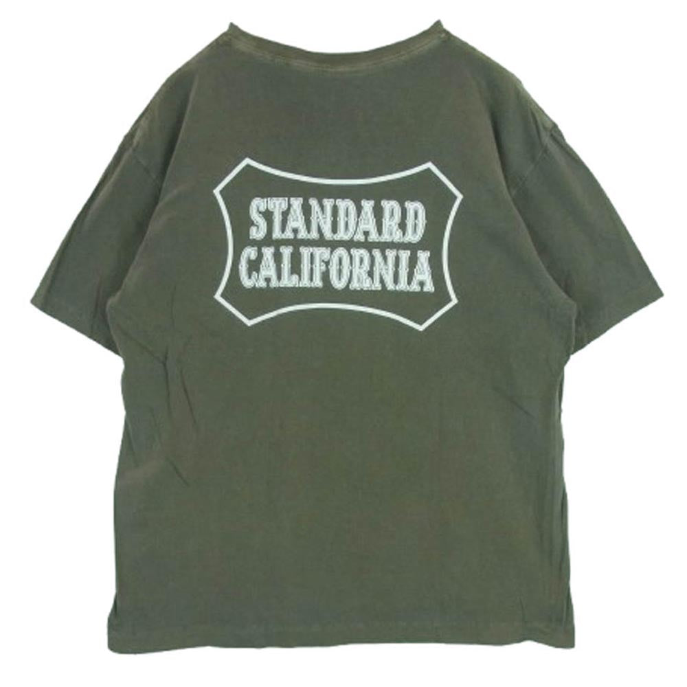 STANDARD CALIFORNIA スタンダードカリフォルニア 胸ロゴ 半袖 Tシャツ コットン 日本製 グリーン系 L【中古】