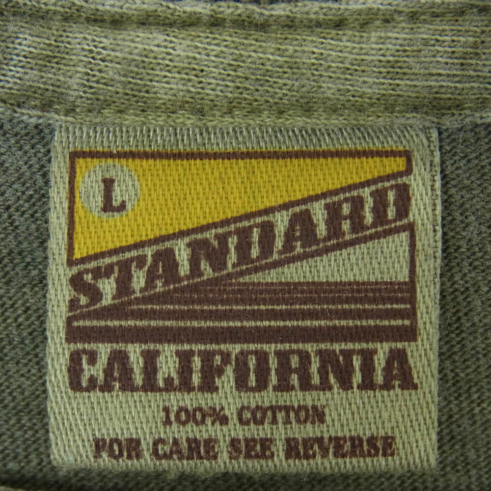 STANDARD CALIFORNIA スタンダードカリフォルニア 胸ロゴ 半袖 Tシャツ コットン 日本製 グリーン系 L【中古】