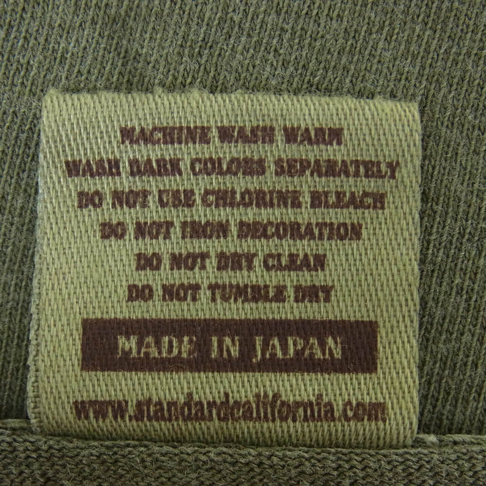 STANDARD CALIFORNIA スタンダードカリフォルニア 胸ロゴ 半袖 Tシャツ コットン 日本製 グリーン系 L【中古】