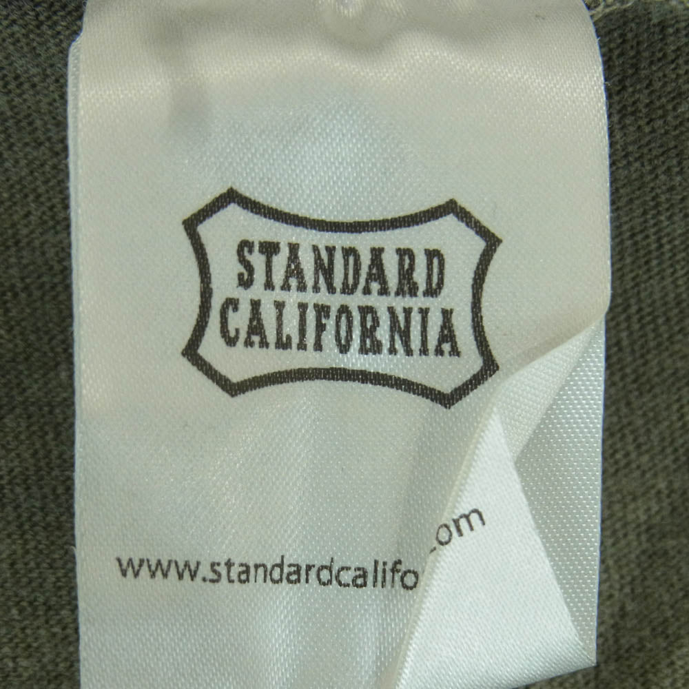 STANDARD CALIFORNIA スタンダードカリフォルニア 胸ロゴ 半袖 Tシャツ コットン 日本製 グリーン系 L【中古】
