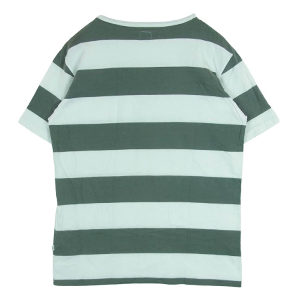 STANDARD CALIFORNIA スタンダードカリフォルニア ボーダー ポケット 半袖 Tシャツ ホワイト系 グレイッシュグリーン系 L【中古】