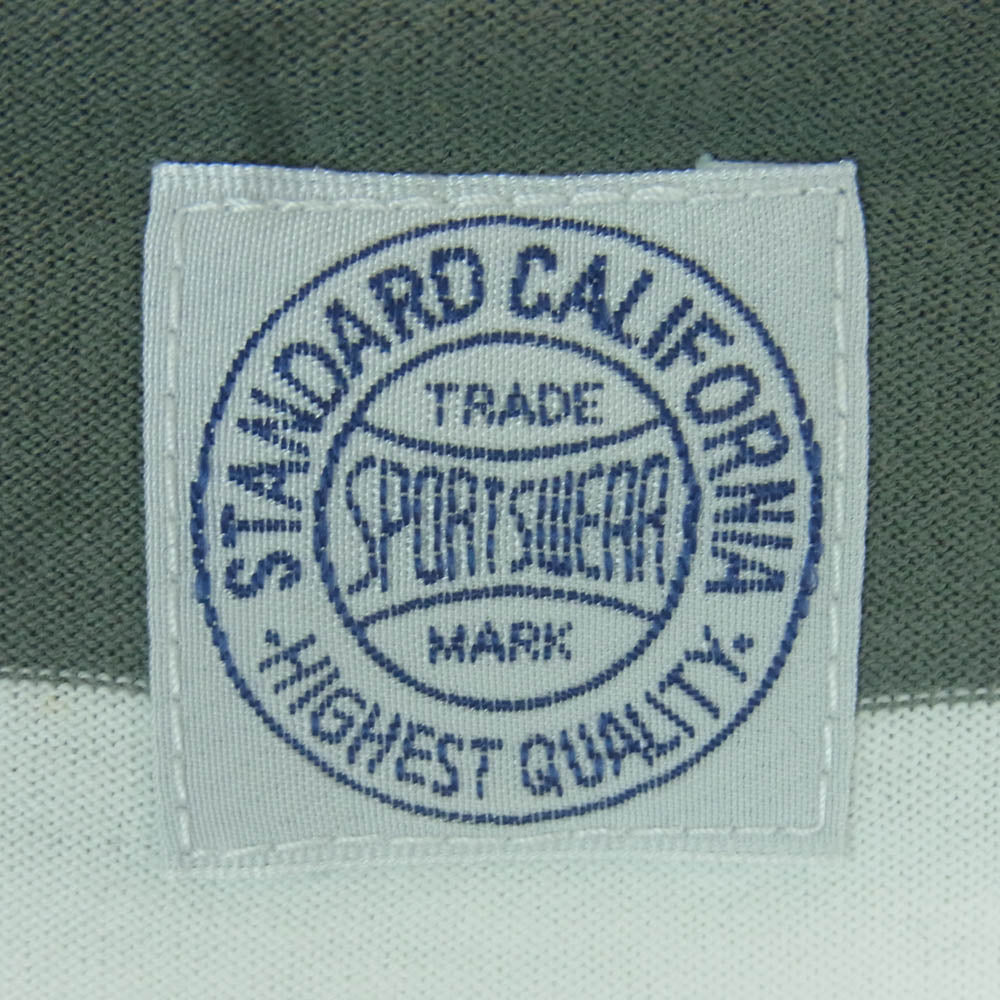 STANDARD CALIFORNIA スタンダードカリフォルニア ボーダー ポケット 半袖 Tシャツ ホワイト系 グレイッシュグリーン系 L【中古】